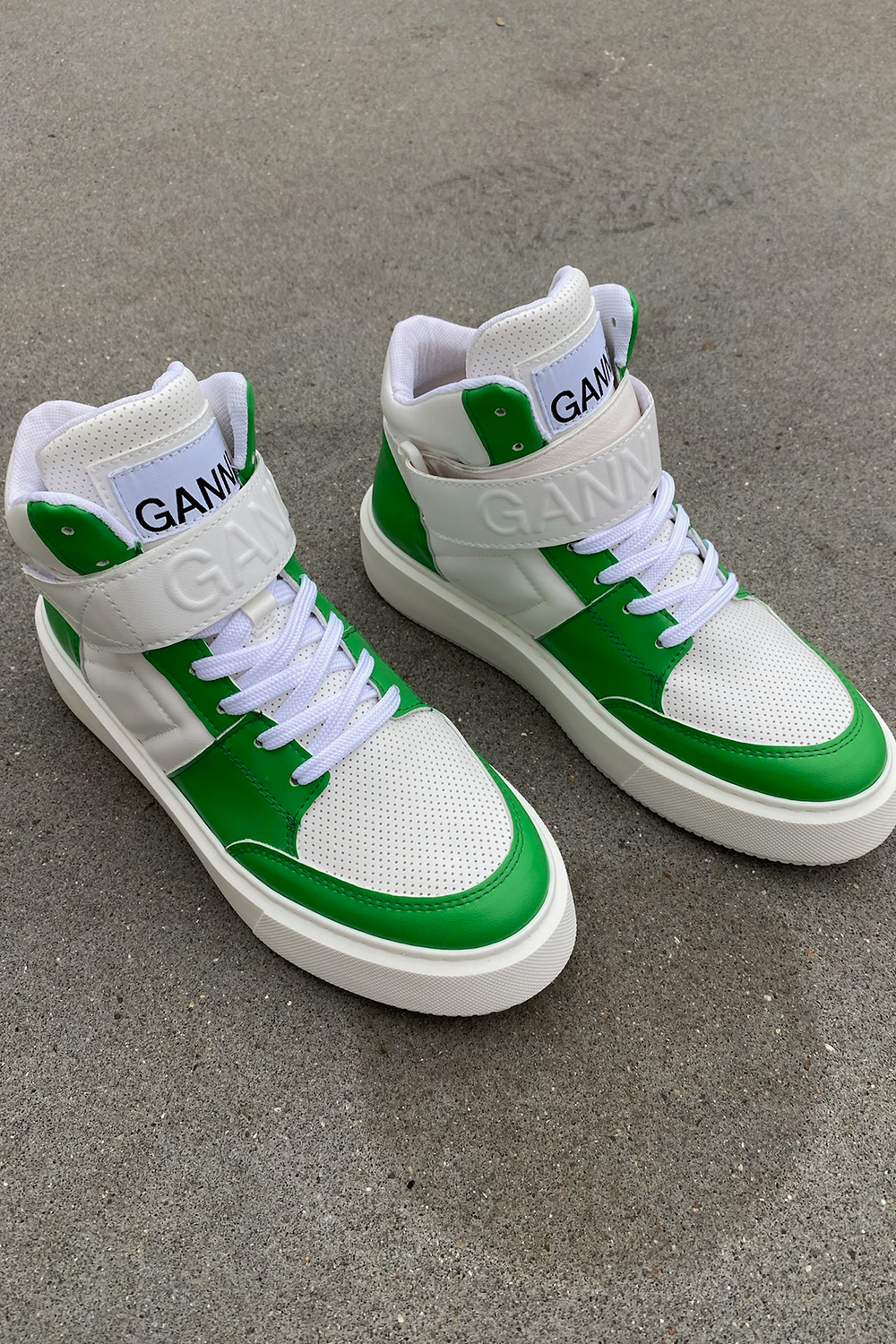 Sporty Mix Cupsole High Top Velcro Sneakers - Kelly Green - GANNI