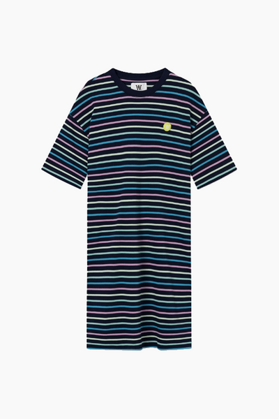 Ulla Stribe Dress - Navy Stripes - Wood Wood