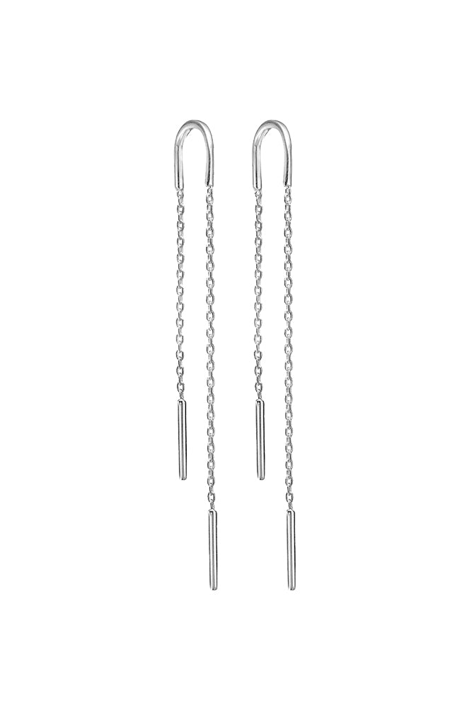 Hoop Chain Earring - Silver - ENAMEL