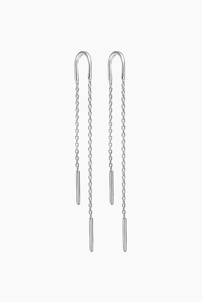 Hoop Chain Earring - Silver - ENAMEL