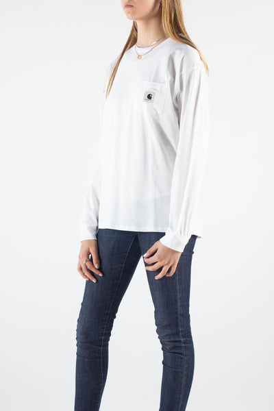 W' L/S Pocket T-Shirt - White - Carhartt WIP