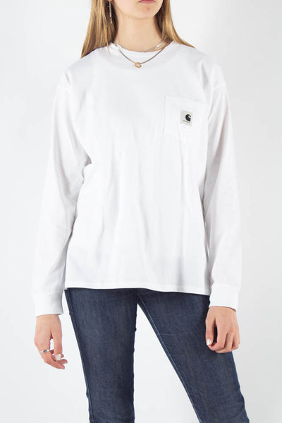 W' L/S Pocket T-Shirt - White - Carhartt WIP