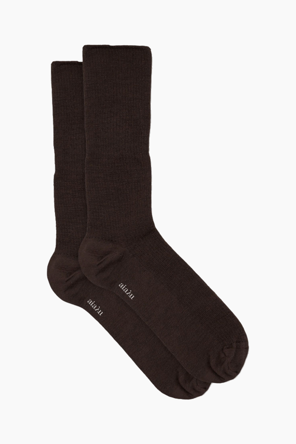 Wool Rib Socks - Brown - Aiayu