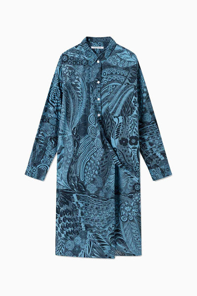 Alba printed wrap dress - Light Blue - Wood Wood