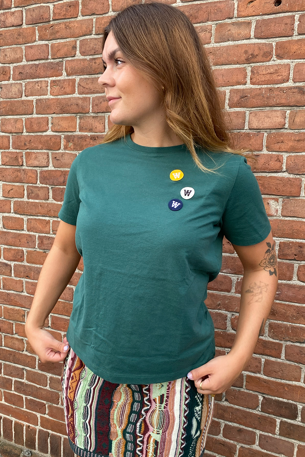 Mia Patches T-Shirt - Forest Green - Wood Wood